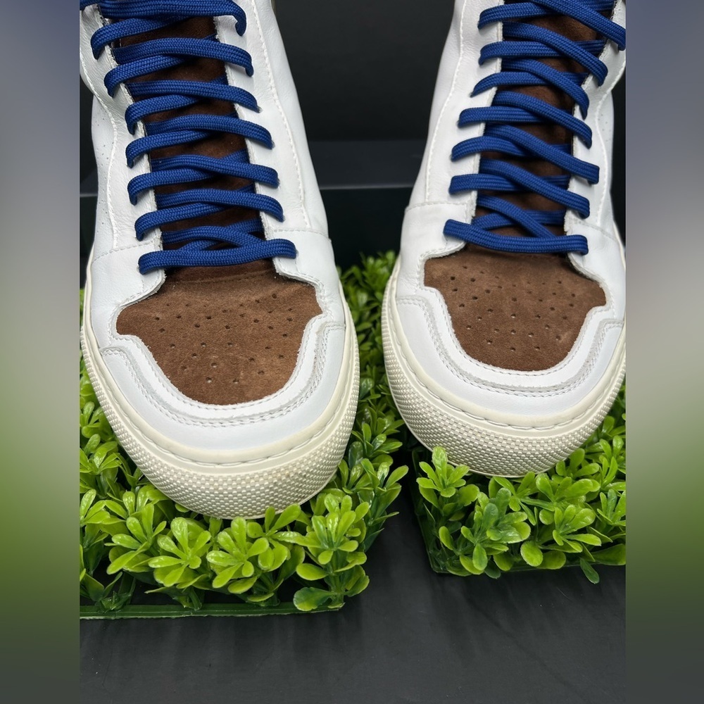 P448 Men White and Brown Suede High-Top Sneakers. Italian leather size 43 - Picture 7 of 13